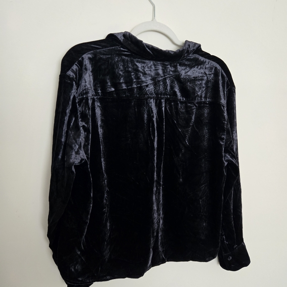 Talbots Midnight Blue Crushed Velvet Holiday Longsleeve Blouse - Picture 5 of 5